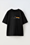 Rainbow Patterned Unisex Black Cotton Oversize T-Shirt
