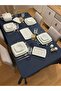 Navy Blue Cotton Linen Tablecloth - Liquid Resistant, Care Free - 4
