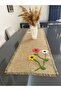 Flower Patterned Hand Knitted Jute Fabric Runner 40x140 Cm - 7