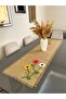 Flower Patterned Hand Knitted Jute Fabric Runner 40x140 Cm