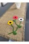 Flower Patterned Hand Knitted Jute Fabric Runner 40x140 Cm - 3