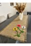 Flower Patterned Hand Knitted Jute Fabric Runner 40x140 Cm - 5