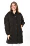 Women's Large Size Black 4 Pockets Relaxed Fit Long Denim Coat 65N37893 - 6
