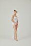 Women's White Rope Strap V-Neck Satin Ribbed Undershirt - 2