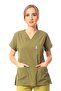 Khaki Green Premium Fabric Lycra Surgical Doctor Nurse Scrubs Jersey Single Top - 4