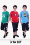 PANİOS KİDS 3-PACK BOY T-SHIRT-CAPRY PRINTED BOTTOM-TOP SET