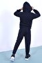 X Printed Kangaroo Pocket Hooded Boy's Bottom-Top Tracksuit Set - 4
