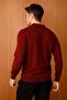 Men's Polo Neck Diamond Patterned Knitwear Sweater Claret Red - 4