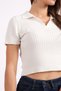Women's Summer 2498 Polo Neck Short Sleeve Knitwear T-Shirt White - 6