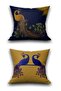 2-Piece Peacock Patterned Velvet Fabric Decorative Throw Pillow Cover - Double Sided Print - 2