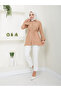 Pleated Sleeve Shirt Collar Hijab Tunic - 3