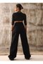Women's Black Wide-Leg Palazzo High-Waist Trousers - 5