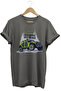 Offroad 4X4 Mountain Car Forest Theme Print Regular Fit 100% Cotton Gray T-Shirt