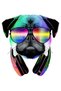 Dj Pug Sticker Motor, Helmet, Laptop, Car Sticker 13X12 cm