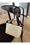 Women's Black Handbag and Shoulder Bag with Linen Leather Strappy and Gold Lock Accessory - 6