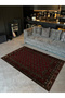 Mira Vintage Burgundy Black Floral Patterned Woven Base Washable Carpet Miravintage02 - 3