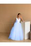 Girl's Baby Blue V Neck Wedding Dress Model Long Design Evening Dress Dress Graduation Dress