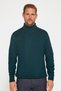 Men's Slim Fit Slim Fit Full Turtleneck Print Green Knitwear Sweater - 2