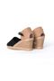 Authentic Handmade Black Ankle Strap Open Linen Espadrilles Wedge Heel - 3