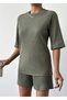 Women's Short Sleeve Crew Neck Camisole Blouse Shorts Double Set - 3