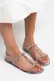 Vienna Transparent Stone Detail Ankle Strap Flat Sole Women's Sandals - 5
