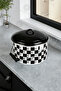2-Piece Patterned Checkerboard Pot Set - Copper Enamel with Handles