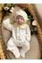 Baby Girl Hand Embroidered Bee Newborn Romper and Hat Set