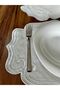 6 Pieces Curly Model Ecru Embroidered American Service Plate - 5