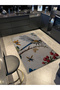 Shape Collection Multicolored Dragonfly Patterned Woven Base Modern Decorative Carpet 37