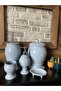 Red Ceramic Naomi Collection 5-Piece Bathroom Set Sky Blue Marble Pattern