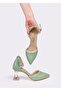Mint Green Stone-Studded Evening Dress Shoes with Slit - 4