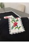 Black Gardenia Fabric Cross Stitch Embroidered Runner (Custom size made) - 4