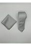 Limited Edition Silver Gray Satin Handmade Tie & Handkerchief - 5