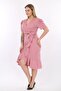 Women's Balloon Sleeve Double Breasted Belted Rose Dress - 6