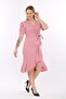 Women's Balloon Sleeve Double Breasted Belted Rose Dress