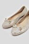 Women's Beige Glitter Genuine Leather Size 35-41 Ballerinas