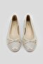 Women's Beige Glitter Genuine Leather Size 35-41 Ballerinas - 3