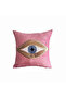 Eye Patterned Pink Velvet Cushion Cover