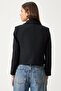 Tweed Crop Blazer Jacket Black Lto0002 - 7