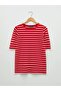 Basic Crew Neck Striped Short Sleeve Women's T-Shirt S29602z8 - 7