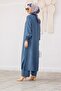 Linen Long Tunic Trousers Set-Blue - 3