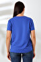Short Sleeve Soft Textured Flowy T-Shirt 21638 Cobalt blue - 4