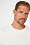 Men's Crew Neck Print Soft Textured White Knitwear Sweater - 3