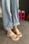 Goldiee Beige Women's Sandals with Double Belt Detail - 4