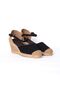 Authentic Handmade Black Ankle Strap Open Linen Espadrilles Wedge Heel - 2