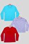3-Piece Plain 0 Collar Long Sleeve Unisex Kids Turquoise-Grey-Burgundy Sweatshirt