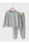 2-Piece Plain Unisex Kids Double Pocket Black-Grey Tracksuit Set - 3