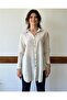 Beige Cotton Shirt with Blue Stripes - 2