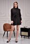 Black Plaid Waist Belted Dress - 2