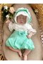 Mint Shorts Scalloped Ecru Ruffle Body Baby Girl Suit - 3